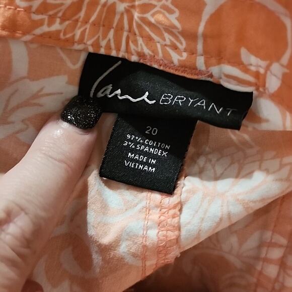 Lane Bryant Shorts Plus Sz 20 Lightweight Casual Floral Peachy Orange - Picture 6 of 7